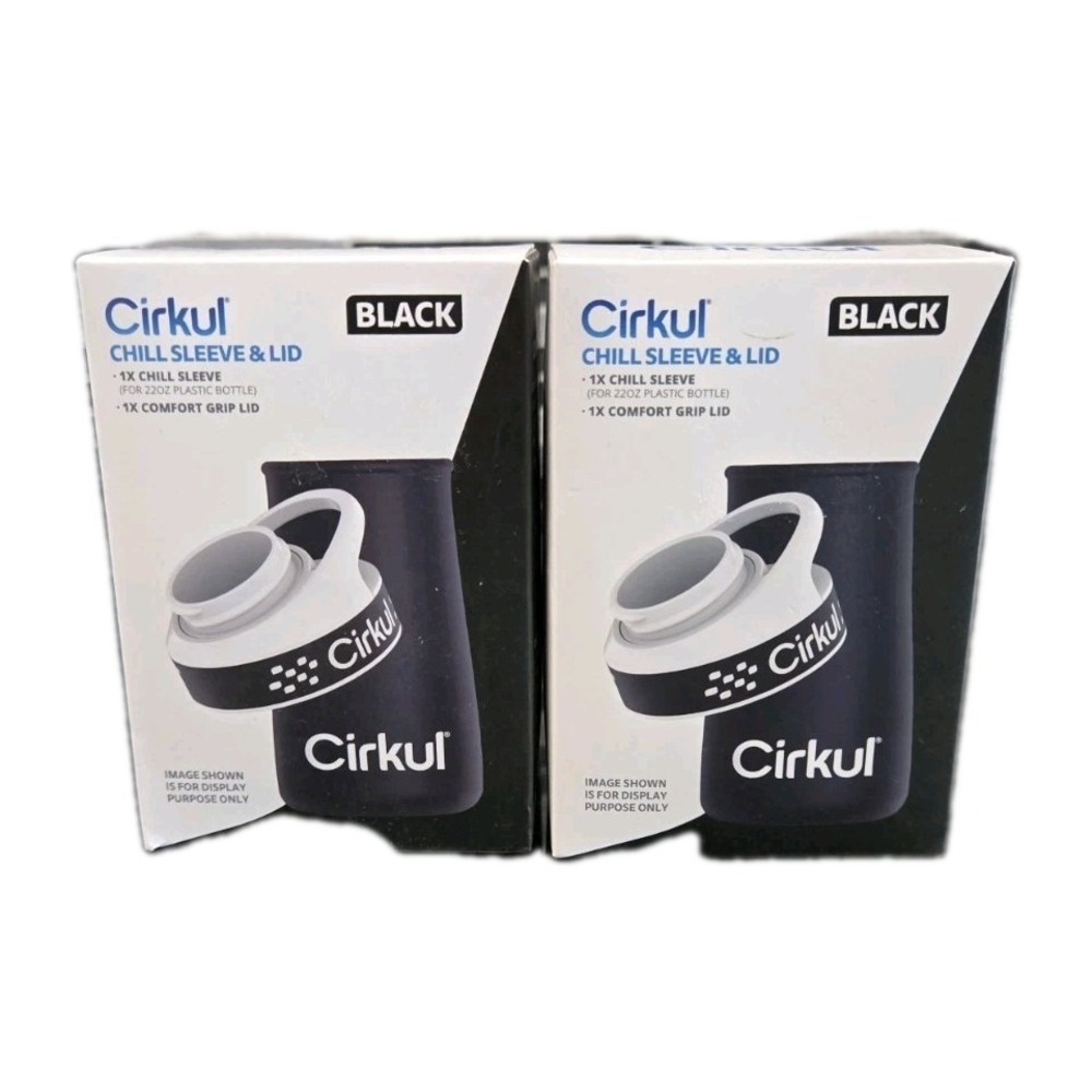 Cirkul Chill Sleeve & Comfort-Grip Lid for 22oz Bottle BLACK- Lot of 2
